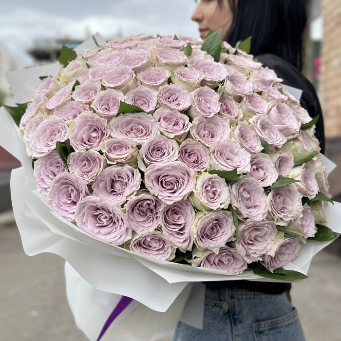 101 сиреневая роза 40 см