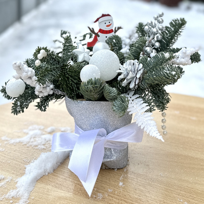 Новогодняя композиция с нобилисом Снеговичок