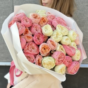 Пастельный микс пионовидных роз Пастельный микс пионовидных роз