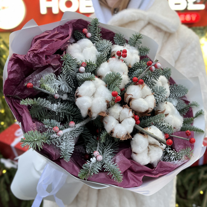 Зимний букет с хлопком Снежный Вальс
