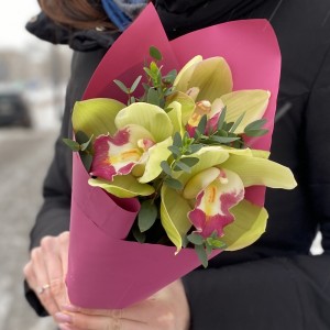 Корпоративный букет с зелеными орхидеями Корпоративный букет с зелеными орхидеями