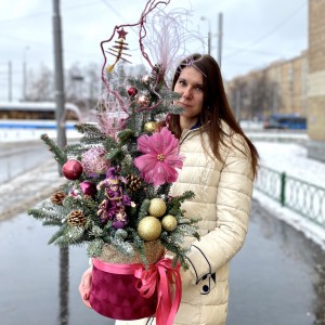 Композиция в бархатной коробке Новый год 2021 Композиция в бархатной коробке Новый год 2021