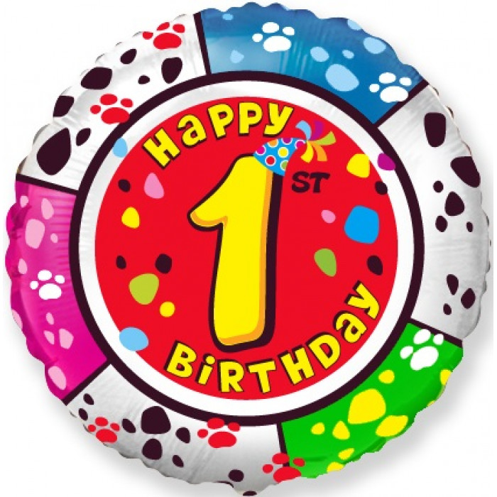 Шар круг Цифра 1 Happy Birthday