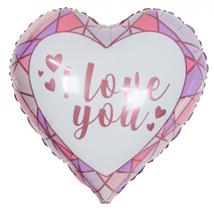 Шар "I love you" сердца и грани
