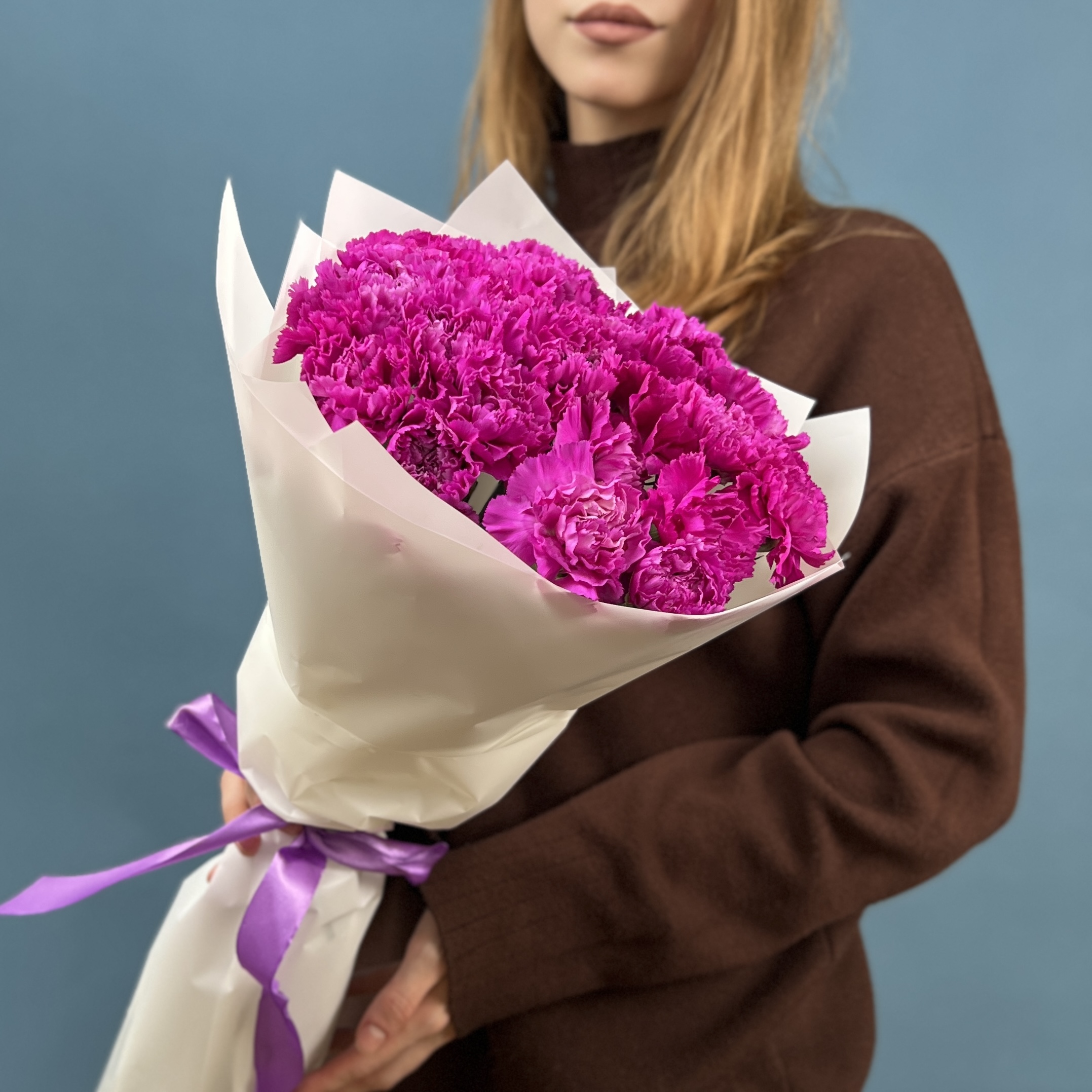 15 фиолетовых гвоздик