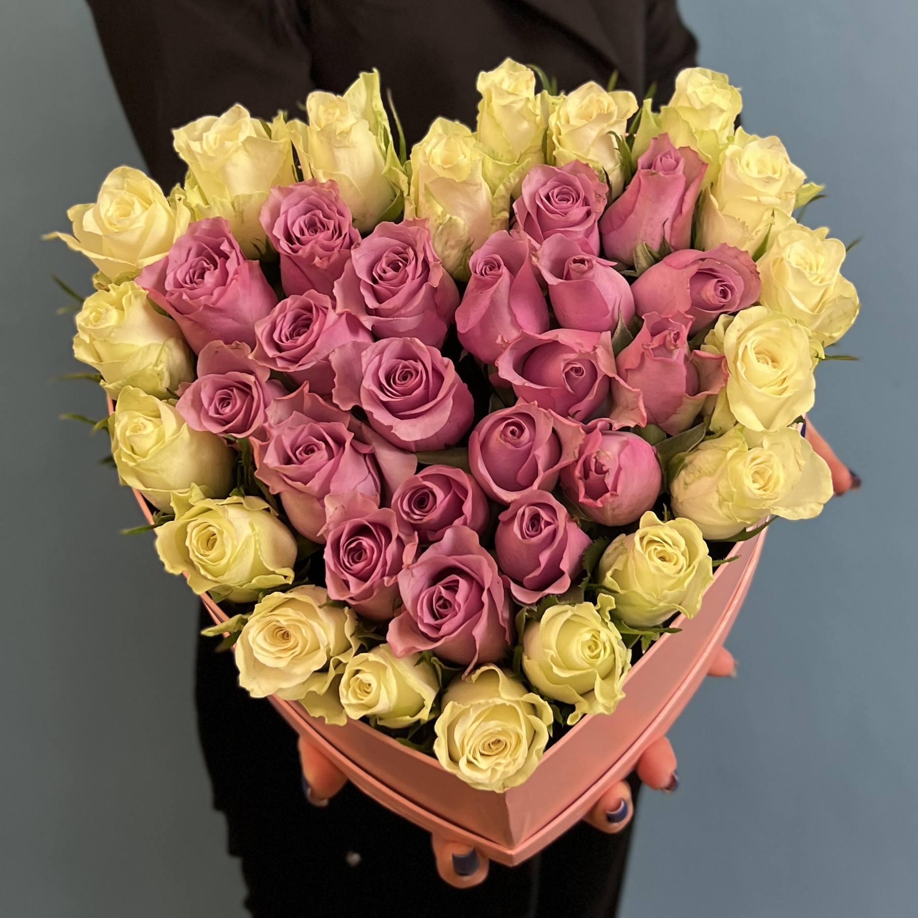 Коробка Сердце из Нежных Роз