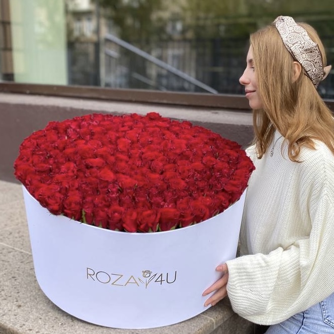 301 красная Роза в большой коробке