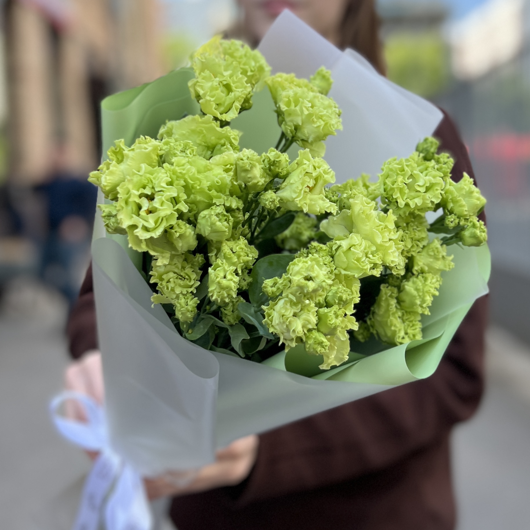 Букет из 7 махровых зеленых эустом