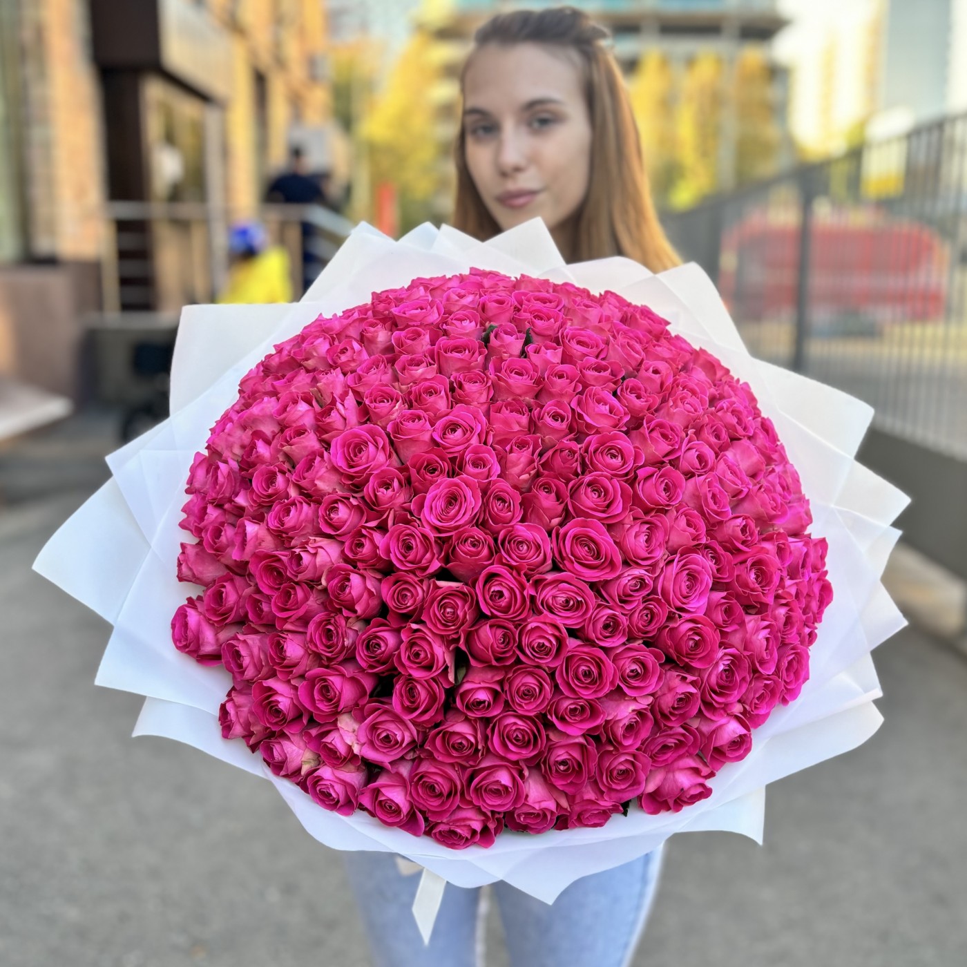201 розовая роза 40 см