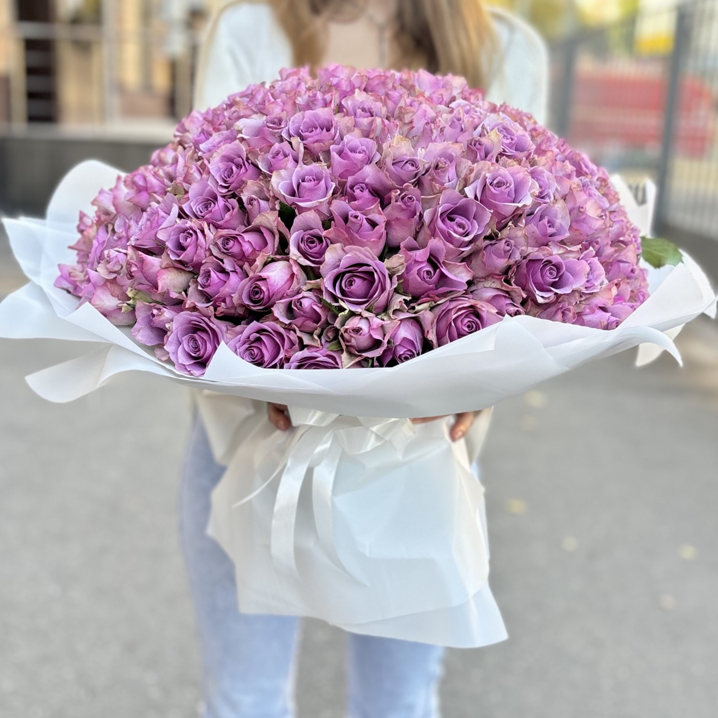 201 сиреневая роза 40 см