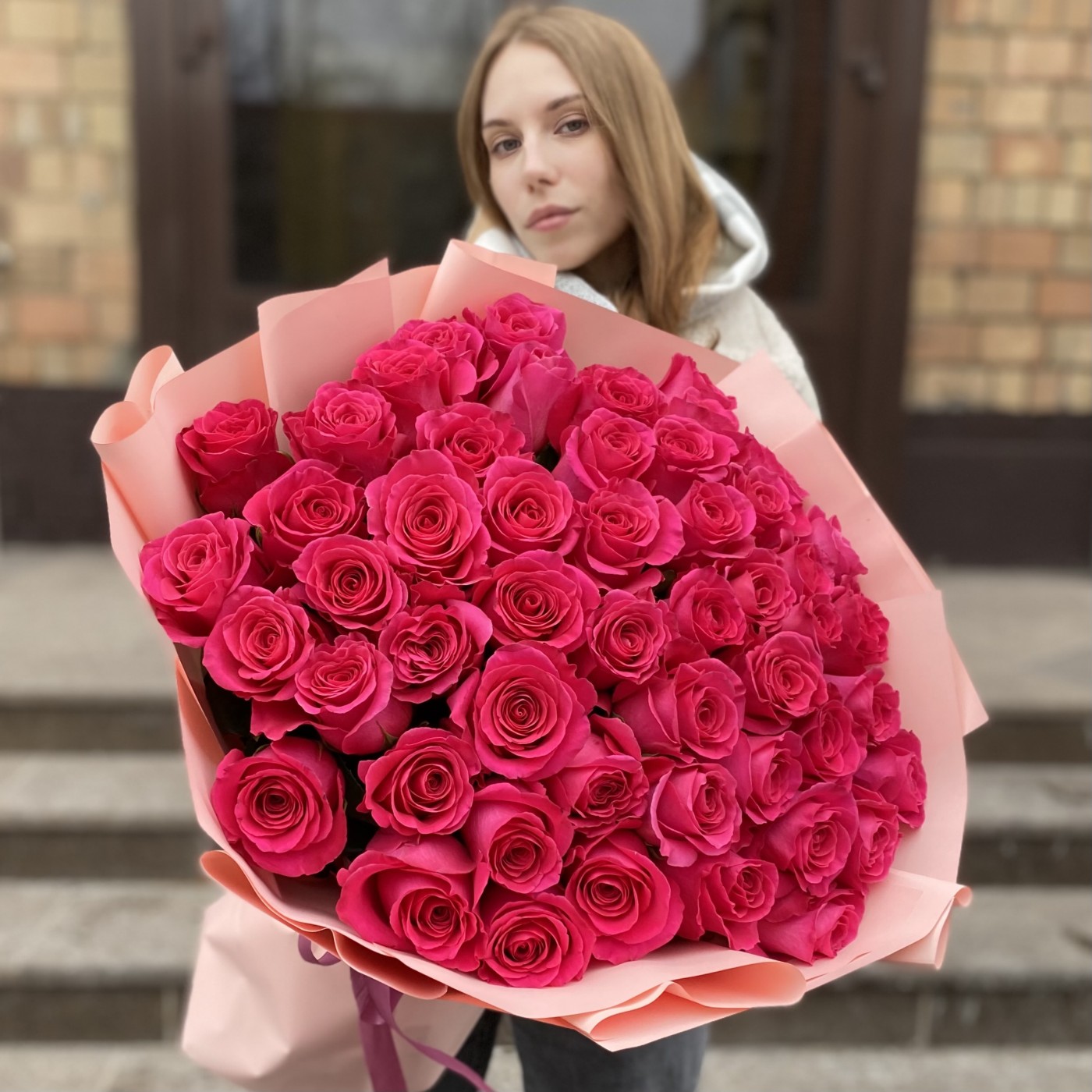 51 розовая роза Пинк Флойд 60 см