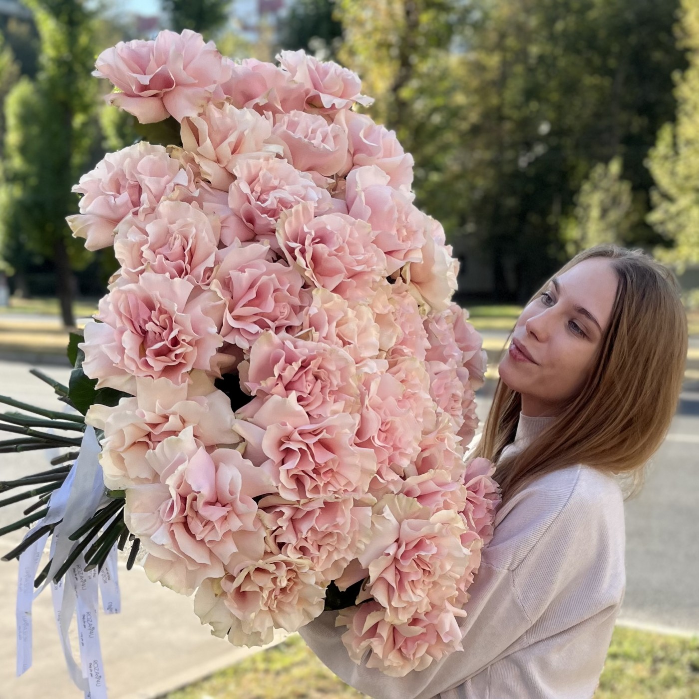 51 пышная роза Пинк Мондиаль