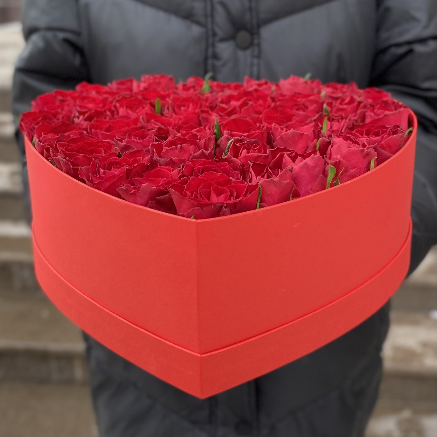 Большая коробка Сердце с розами