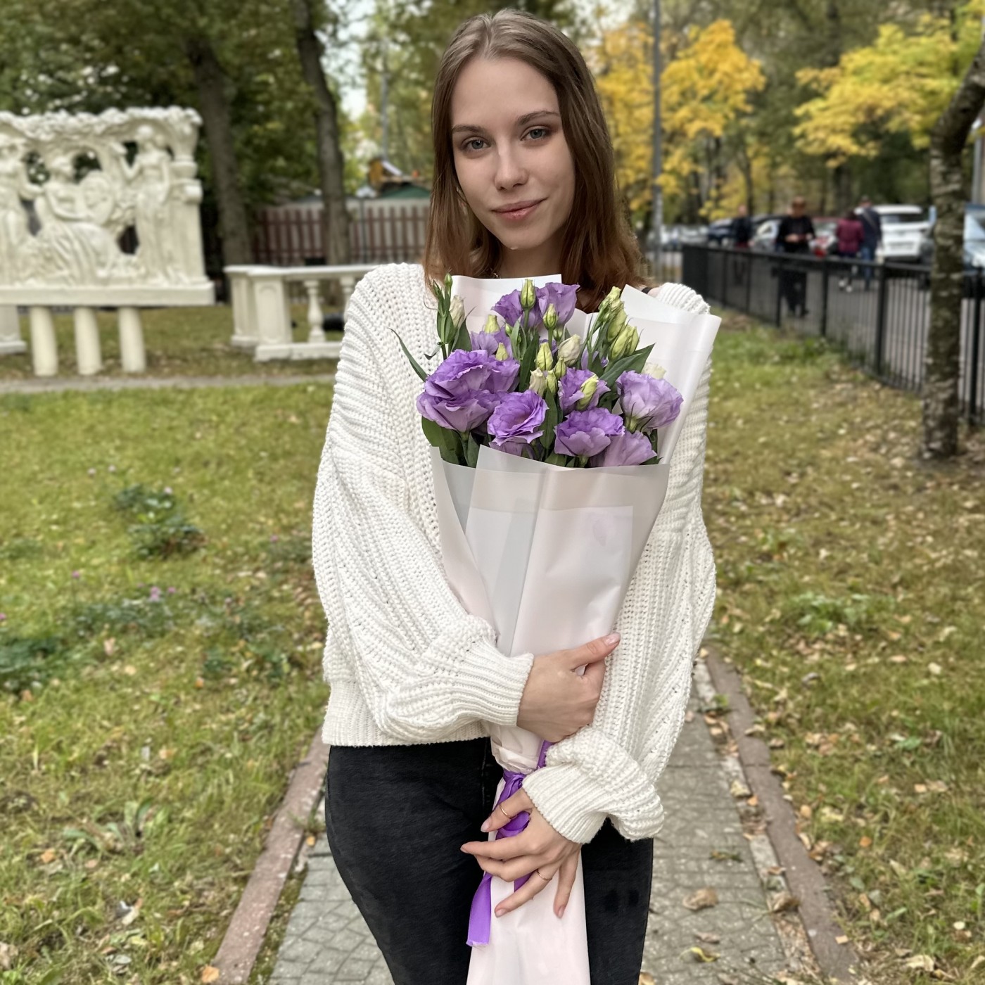Букет из нежных лавандовых эустом