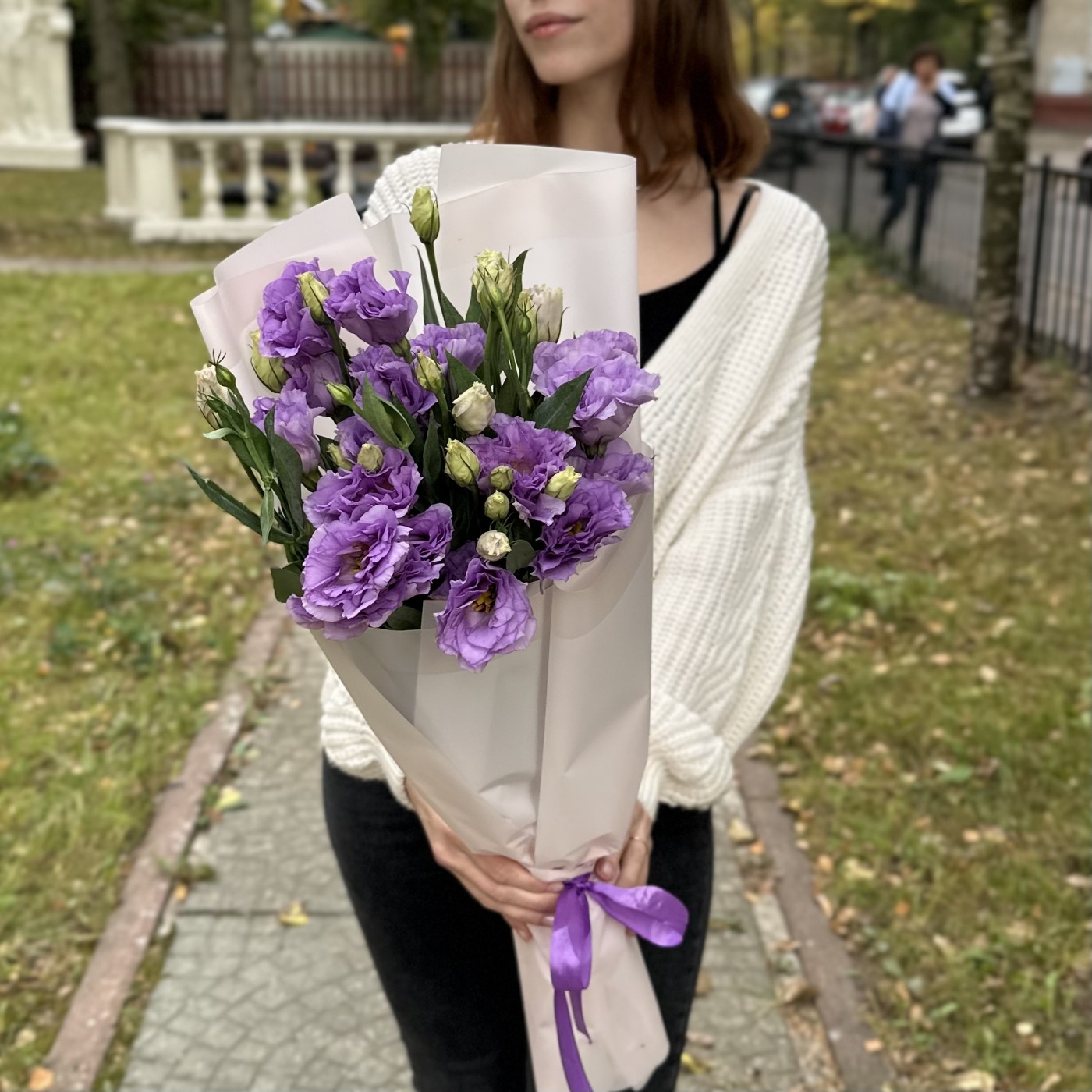 Букет из нежных лавандовых эустом