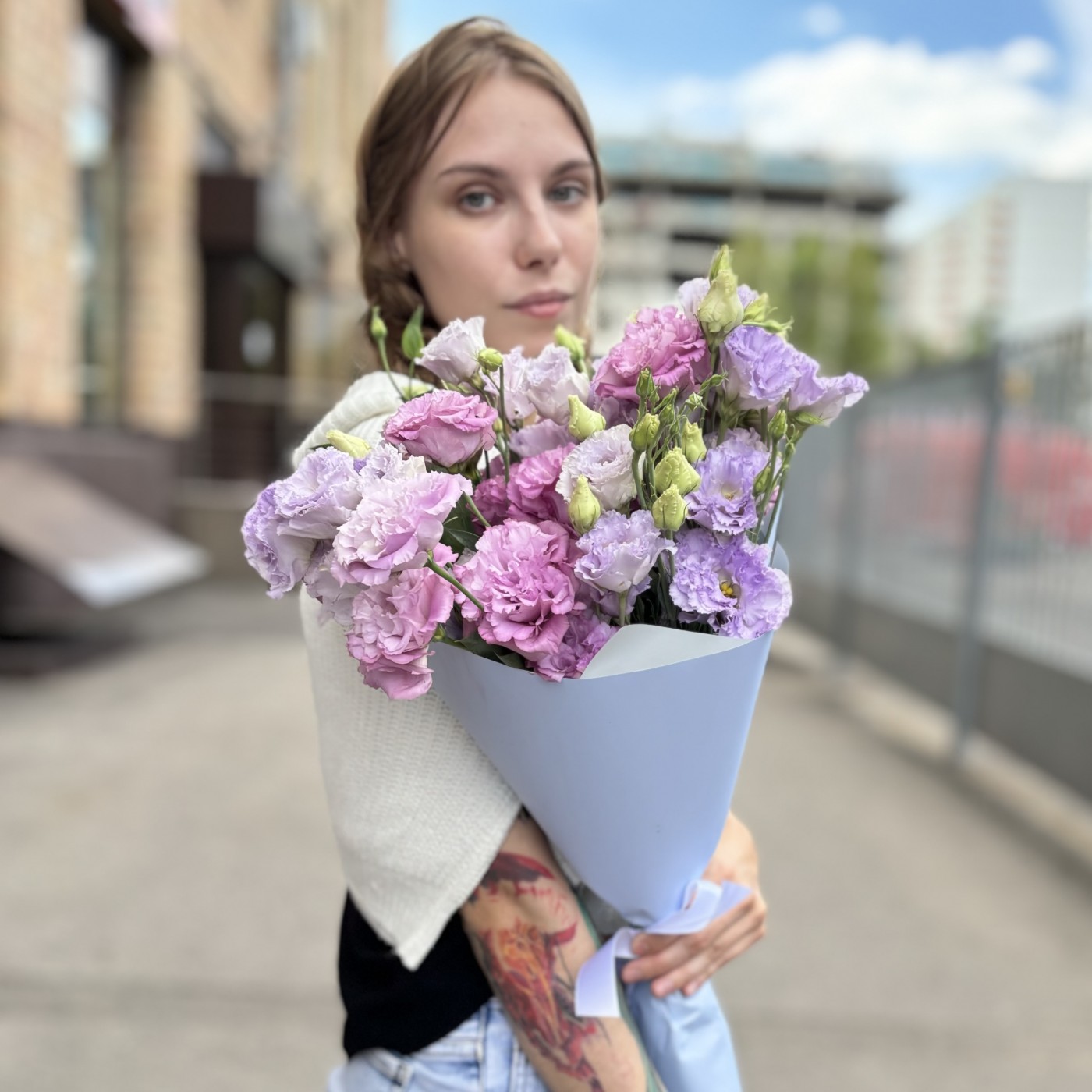 Лавандовый микс из 9 махровых эустом