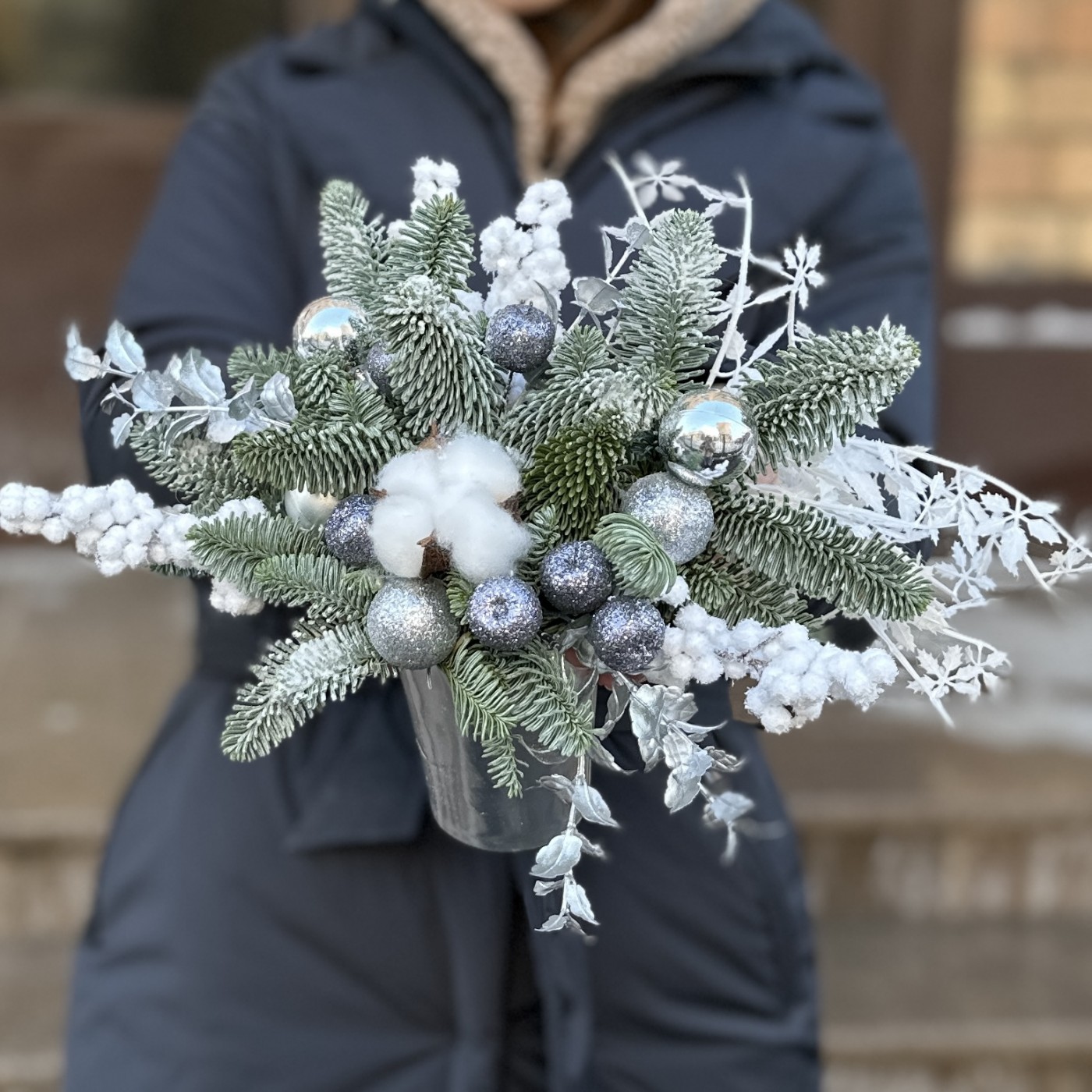 Новогодняя композиция с нобилисом в стакане Прохлада