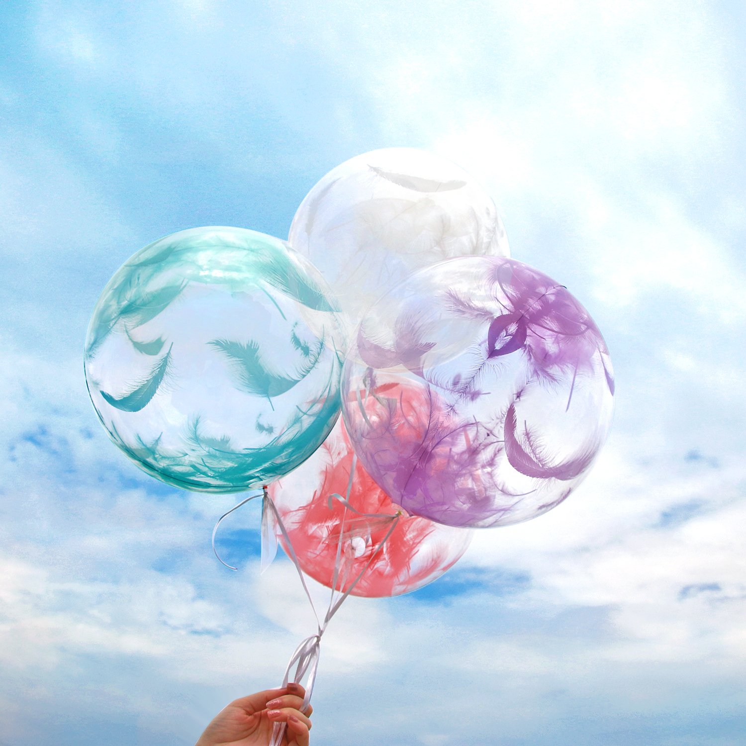 Шар круг Deco Bubble, Бирюзовые перья