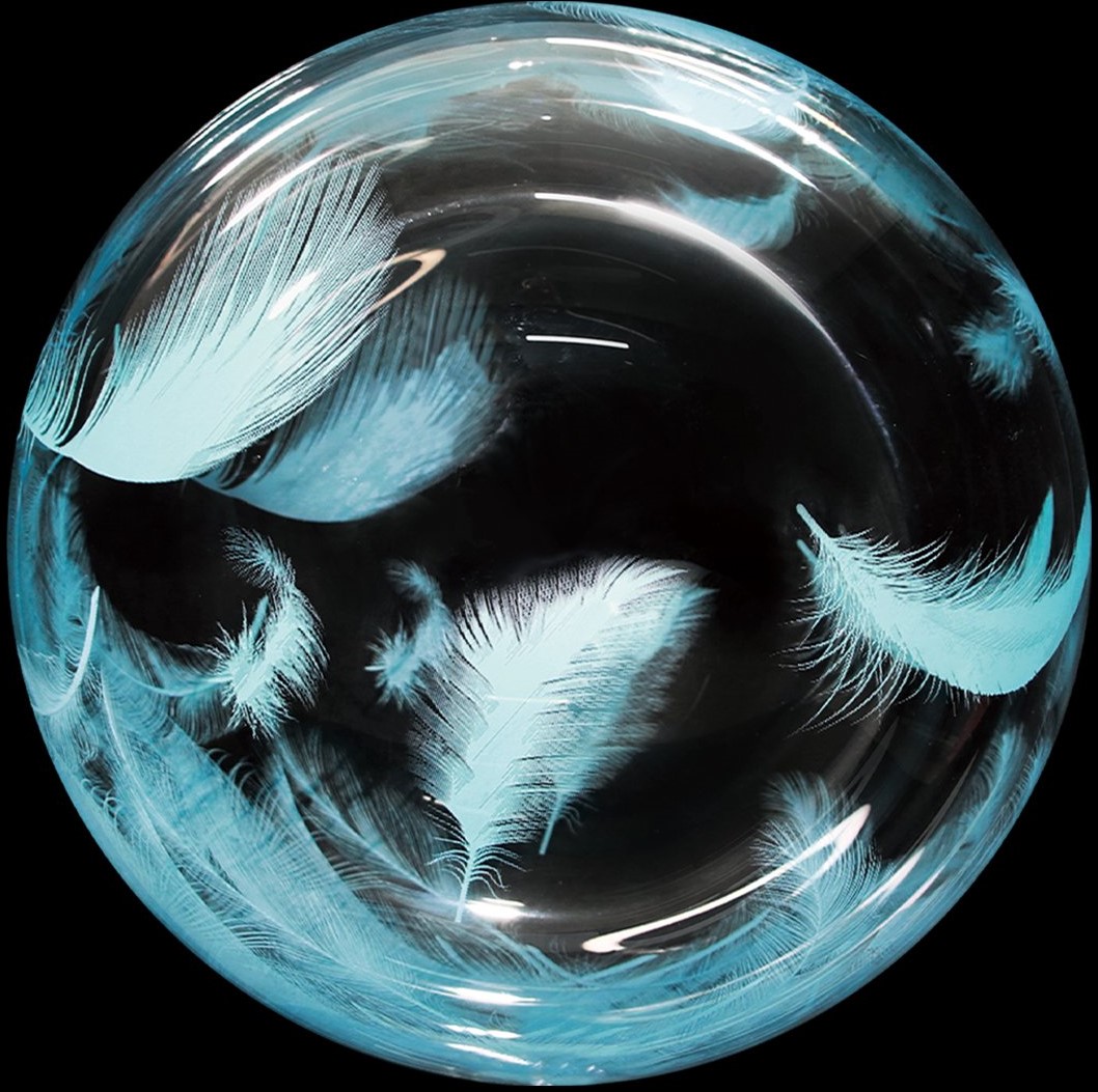 Шар круг Deco Bubble, Бирюзовые перья
