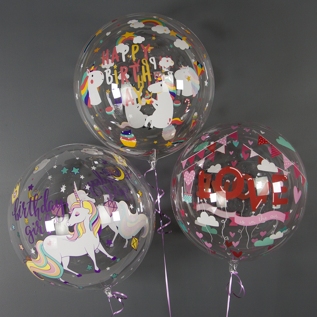 Шар круг Deco Bubble День Рождения Девочки Прозрачный