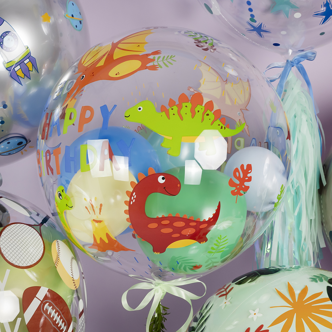 Шар круг Deco Bubble,  Динозаврики Прозрачный