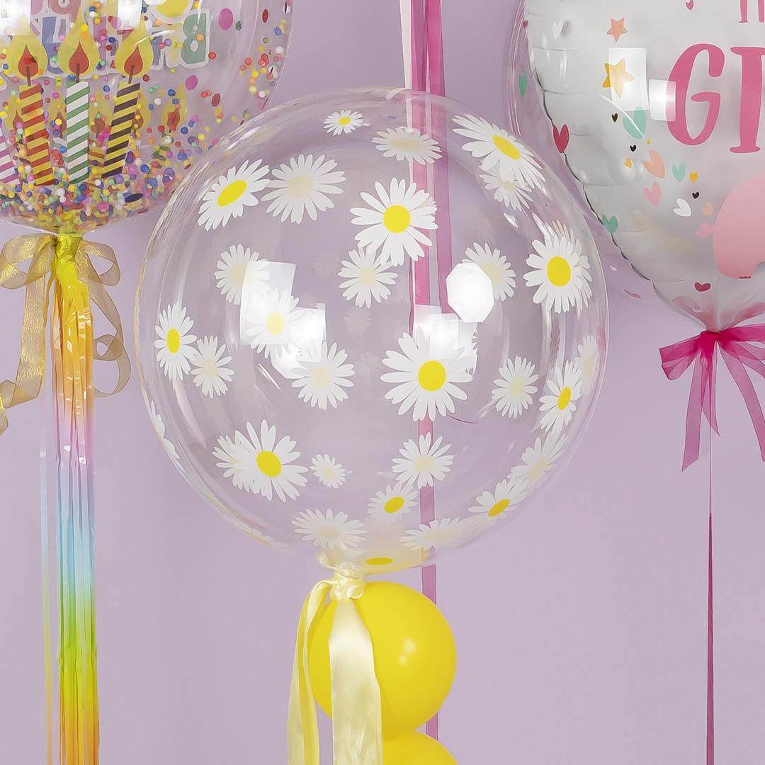 Шар круг Deco Bubble,  Ромашки Прозрачный
