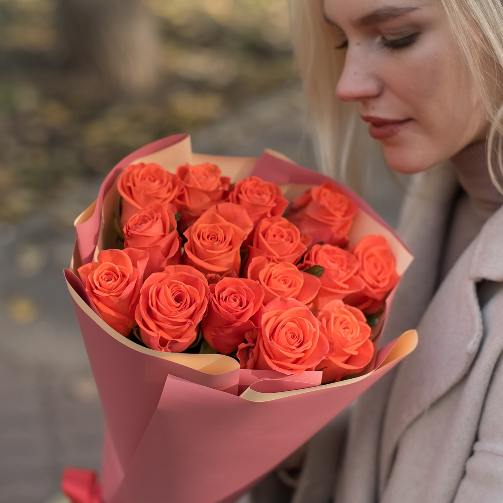 15 оранжевых роз Wow