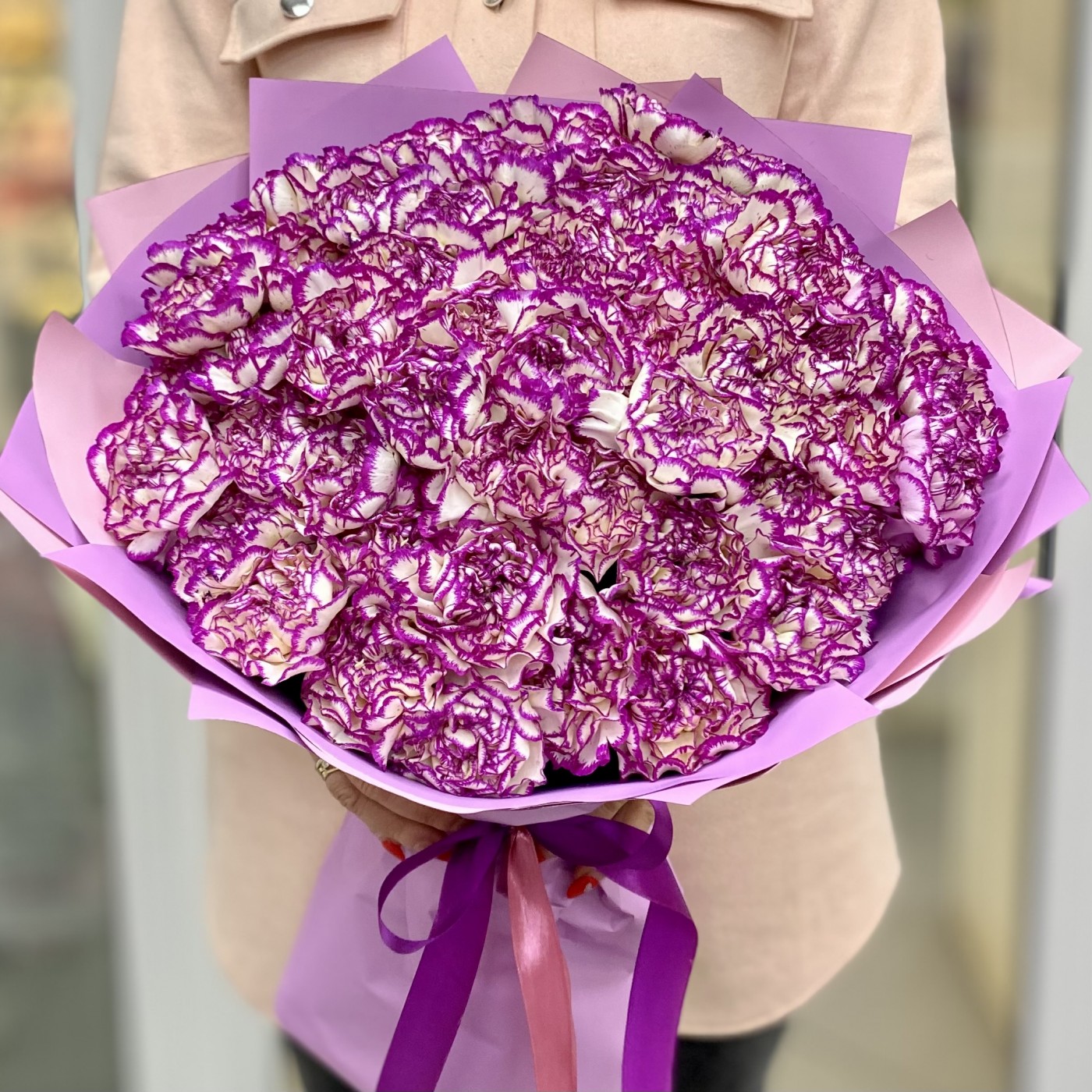 51 бело-фиолетовая гвоздика