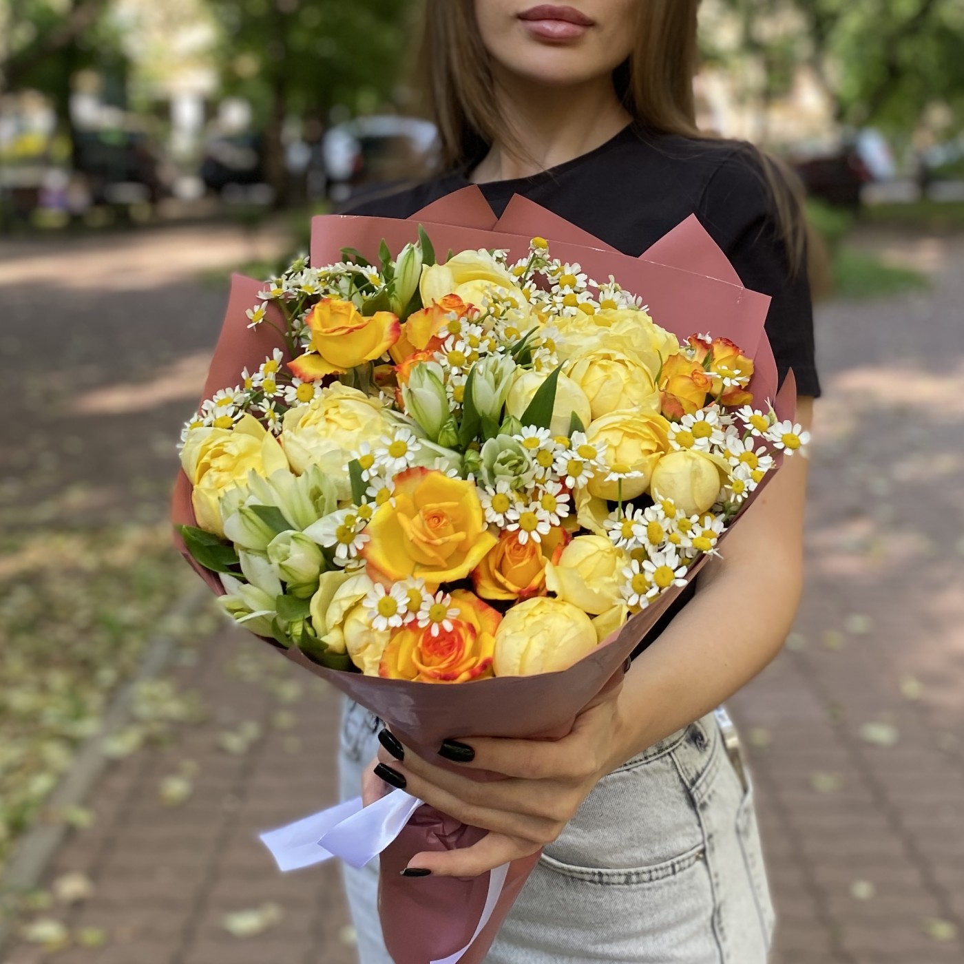 Букет с пионовидными розами Теплая дружба