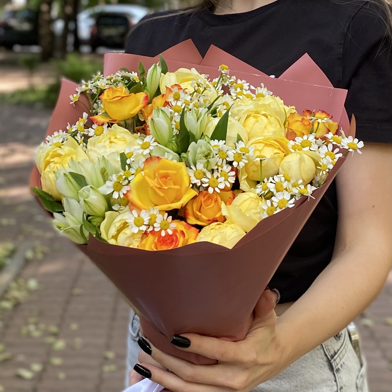 Букет с пионовидными розами Теплая дружба