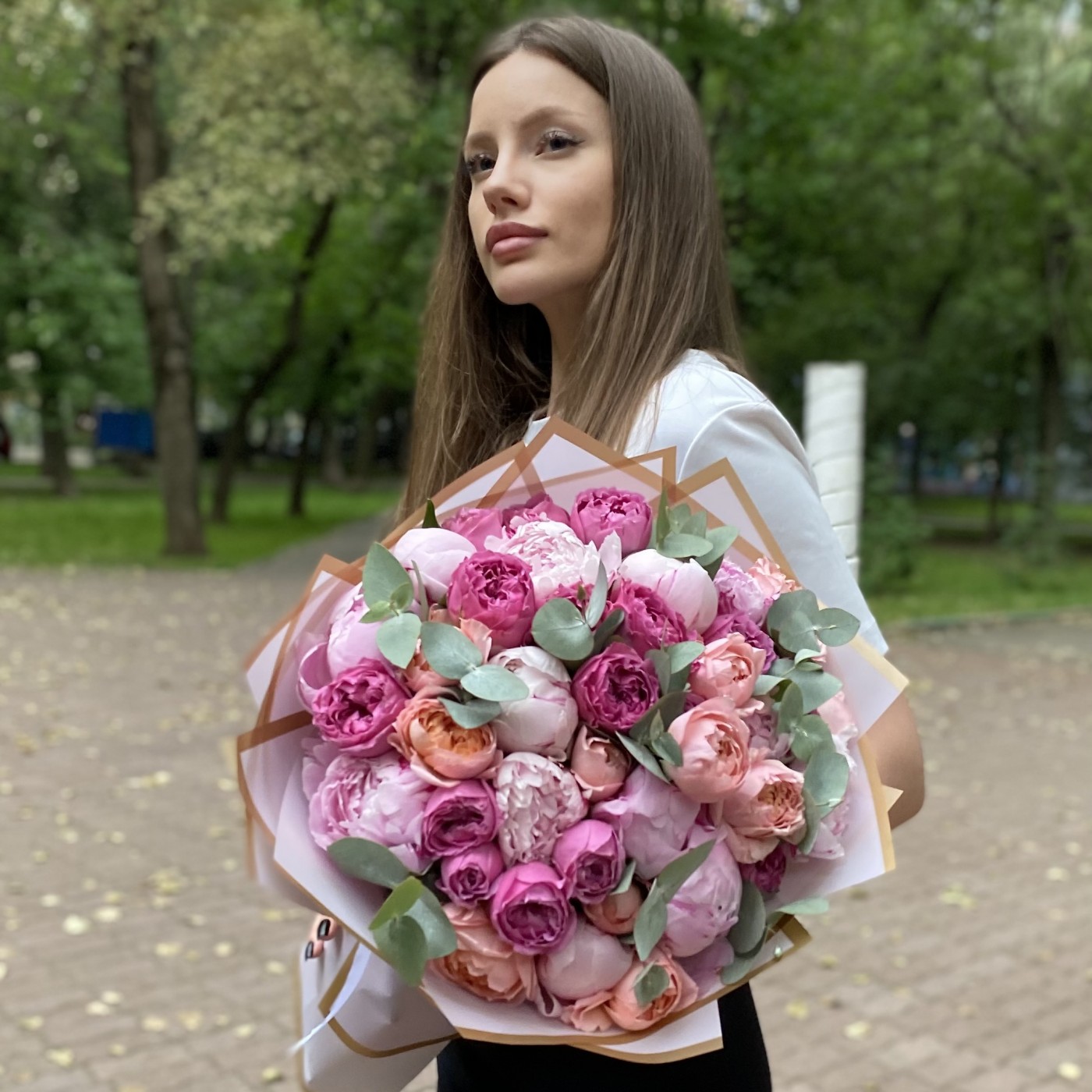 Букет с пионами Трепетная любовь