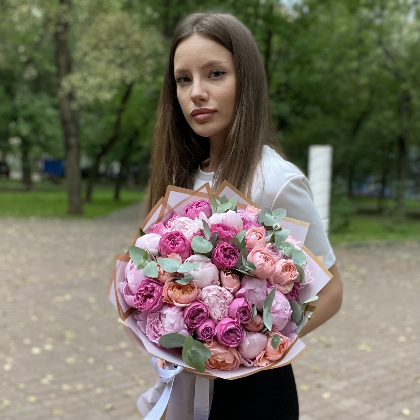 Букет с пионами Трепетная любовь