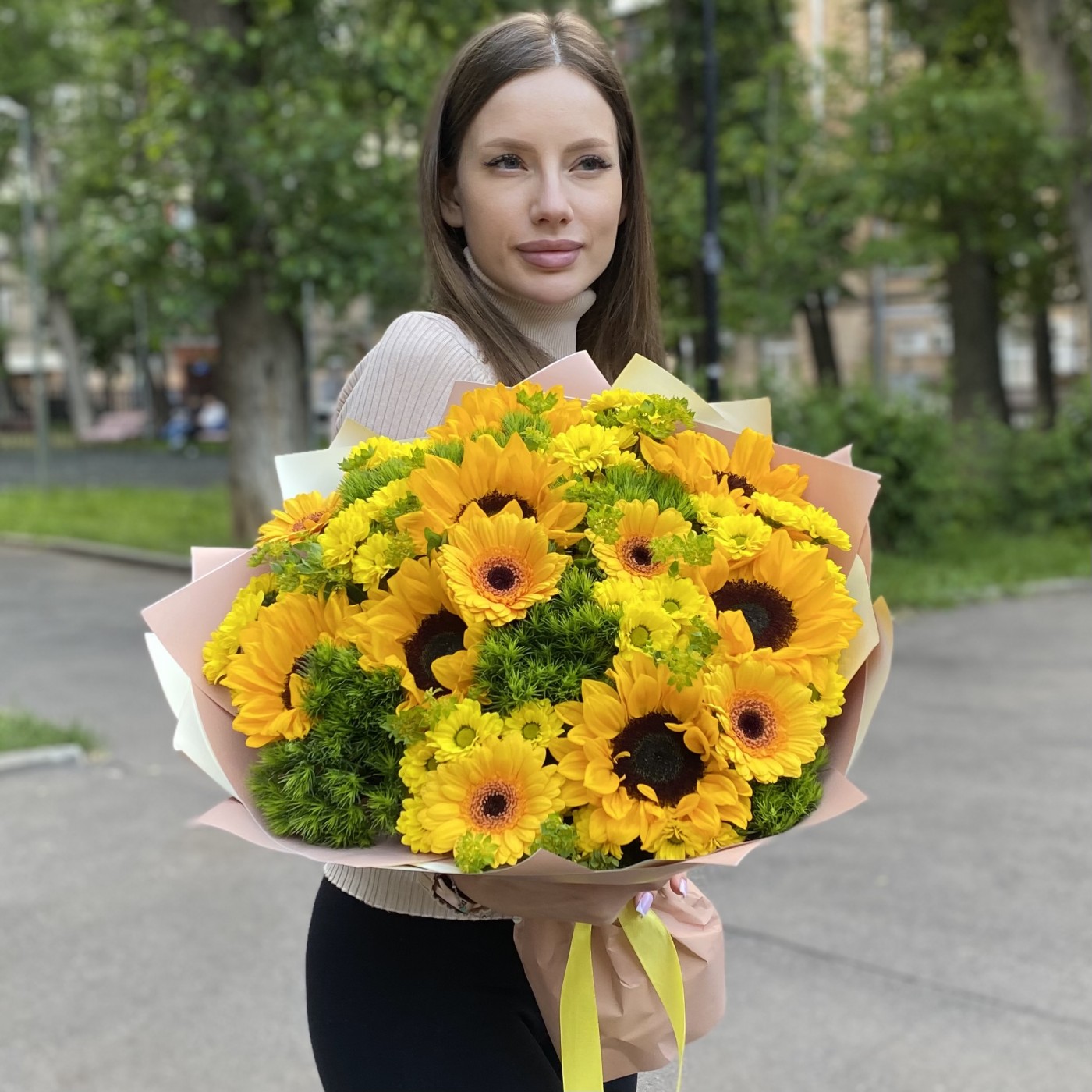 Букет Летний рассвет с подсолнухами