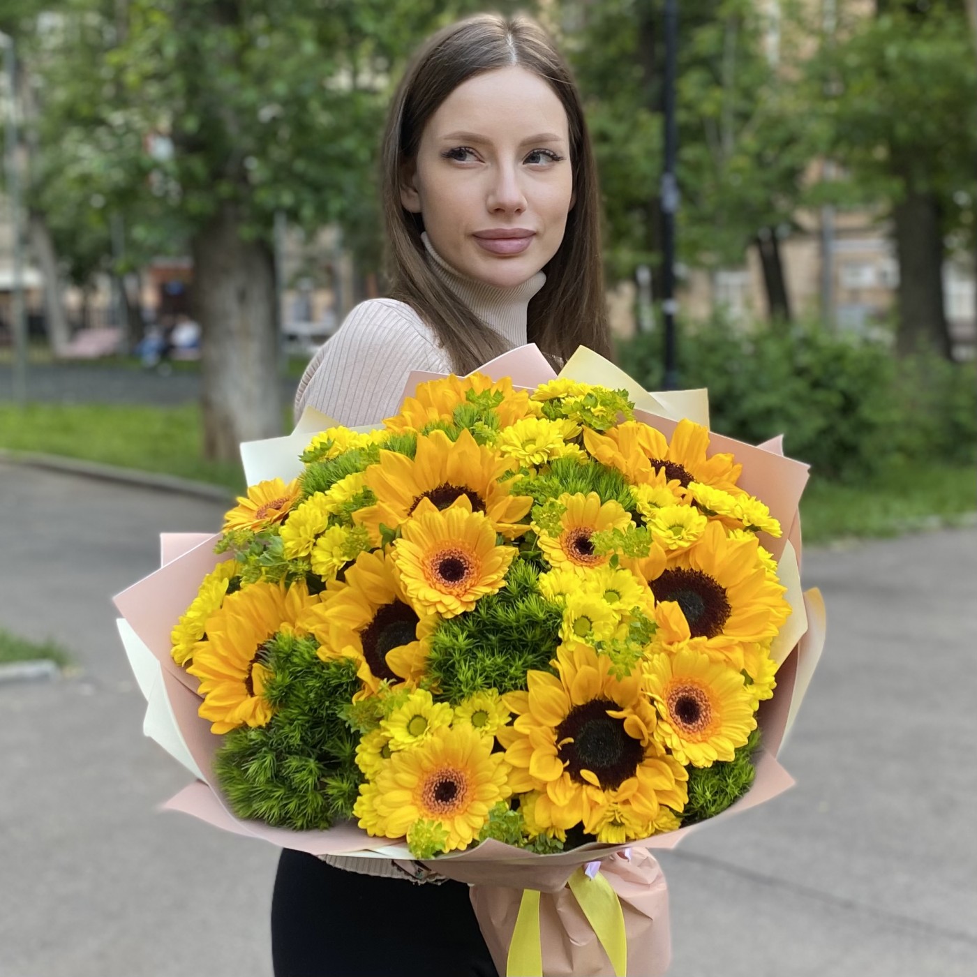 Букет Летний рассвет с подсолнухами