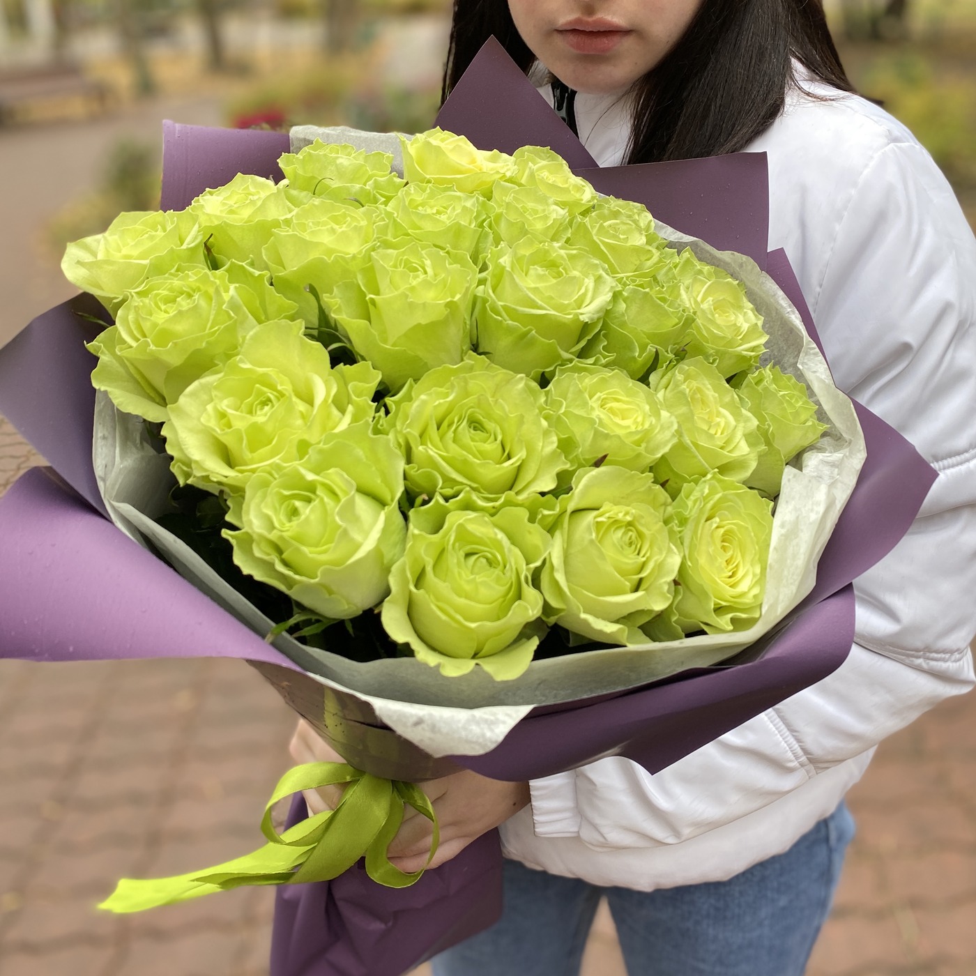 Букет зеленых роз