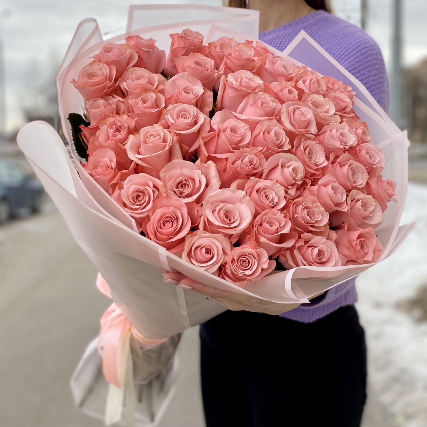 101 нежная роза Би Свит 70 см