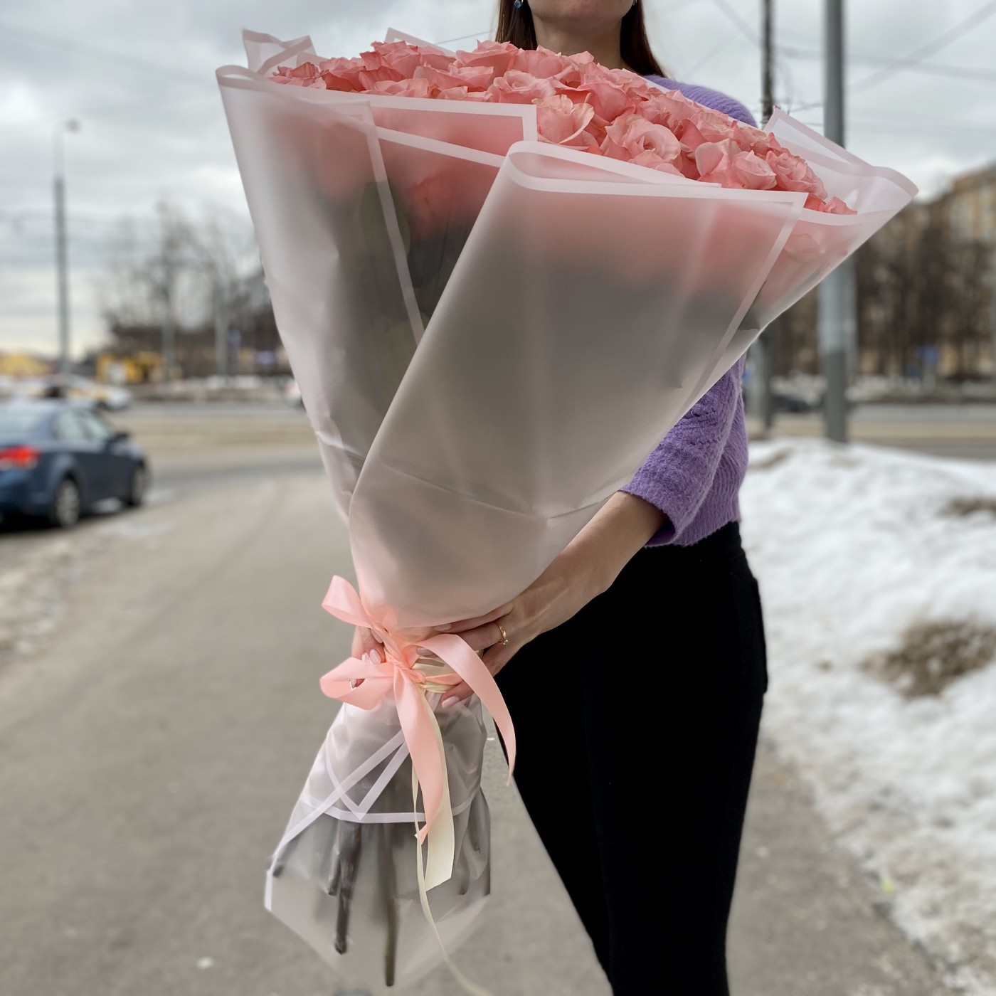 101 нежная роза Би Свит 70 см