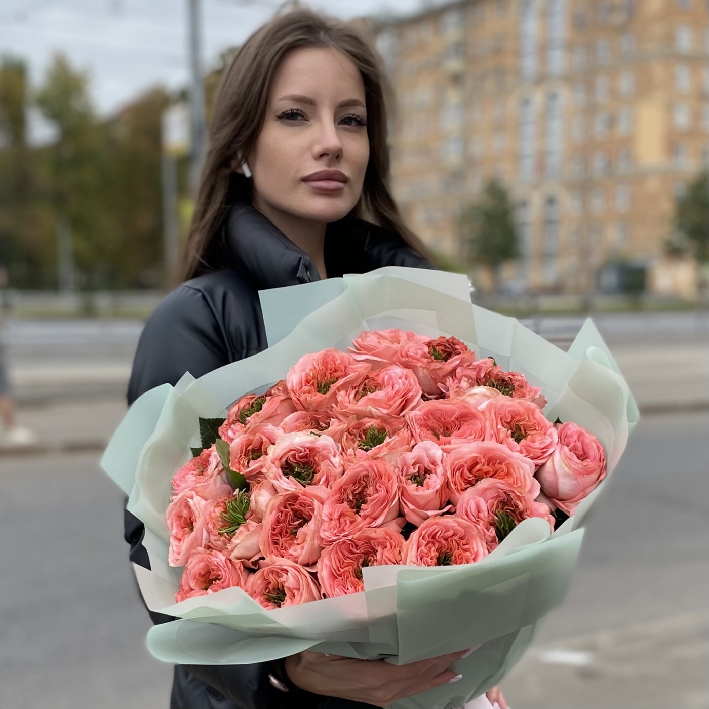 25 пионовидных роз Мандарин экспрешен (Mandarin X-pression)