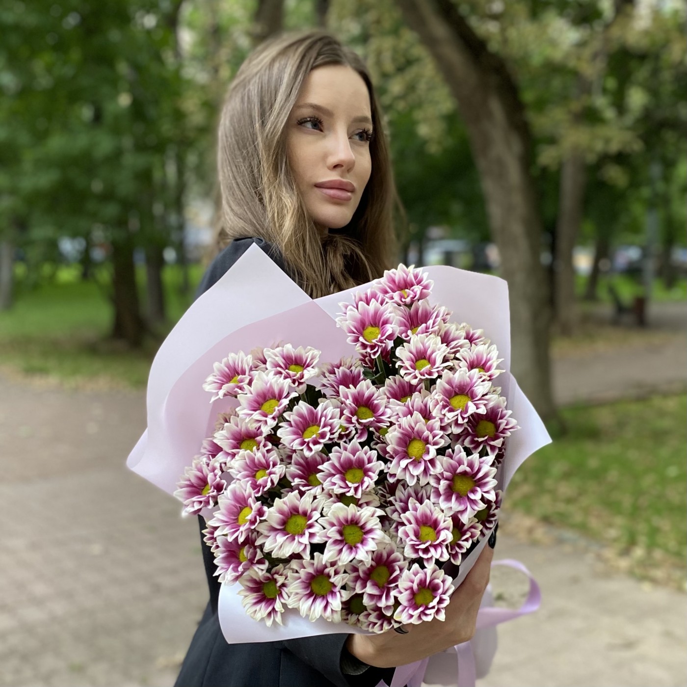 9 кустовых хризантем Хайдар пинк